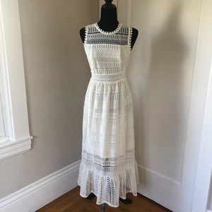 Anthropologie White Lace Midi Dress (Eri & Ali)